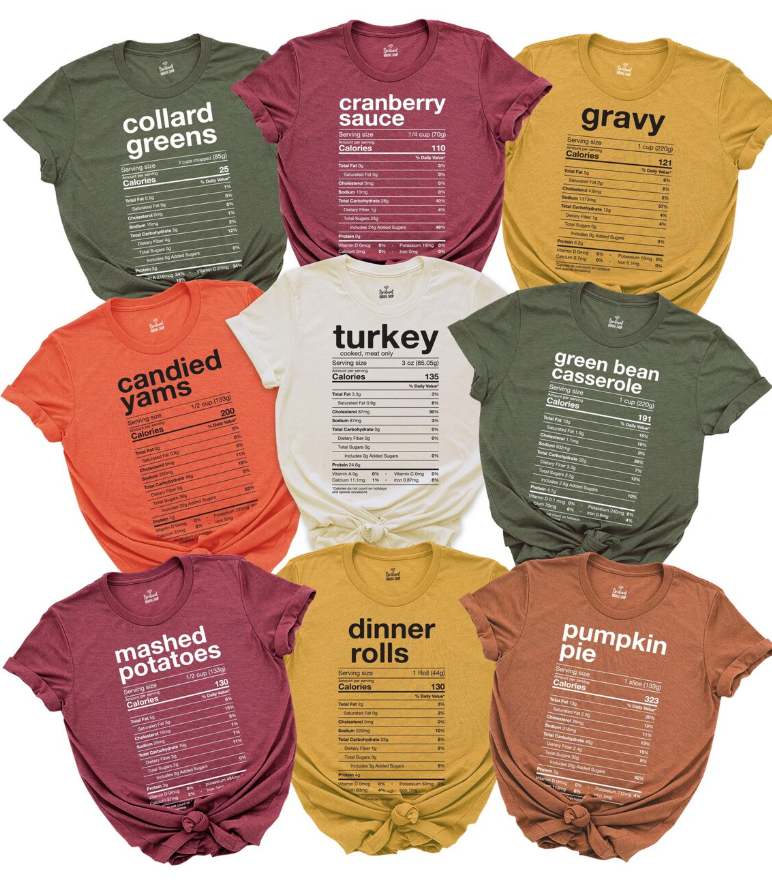 Family Thanksgiving Shirts, Nutrition Facts Thanksgiving Shirt, Funny Thanksgiving Tee, Matching Thanksgiving T-Shirts, Friendsgiving Shirts